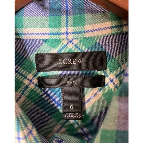J. CREW Blue & Green Plaid Button Down Long Sleeve Boy Shirt - Picture 4 of 4